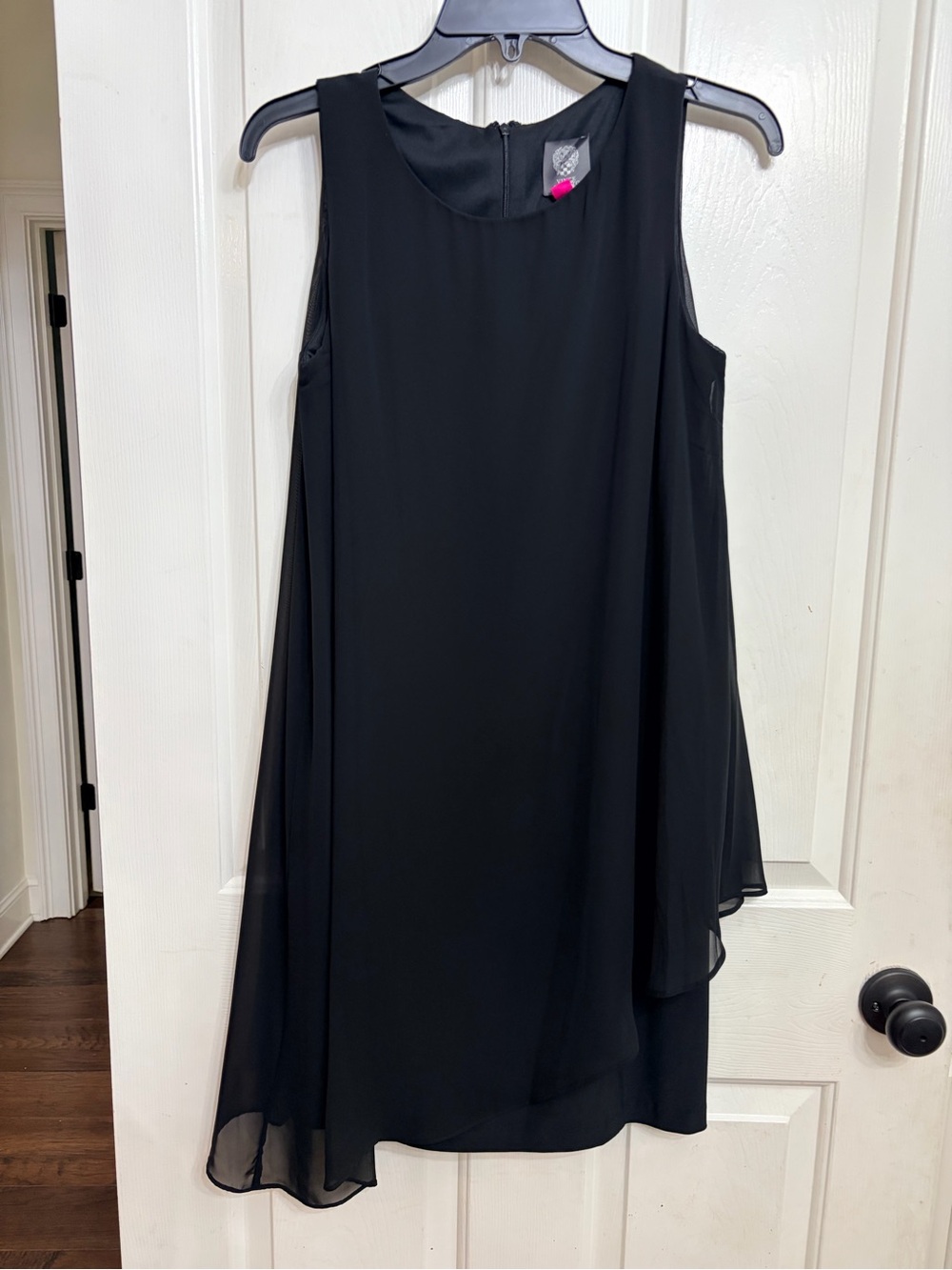 Vince Camuto Black Asymmetrical Chiffon Overlay Dress